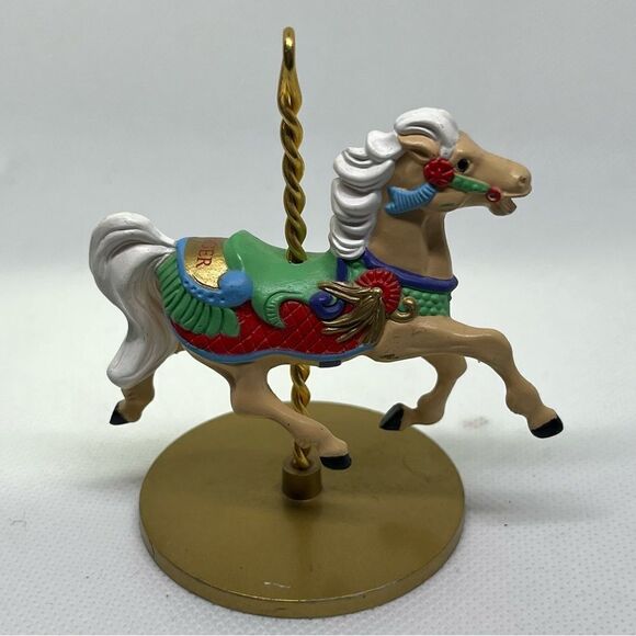 Vintage Full Set Of 5‎ Hallmark Christmas Carousel Horses & Display Stand 1989 - Picture 11 of 11